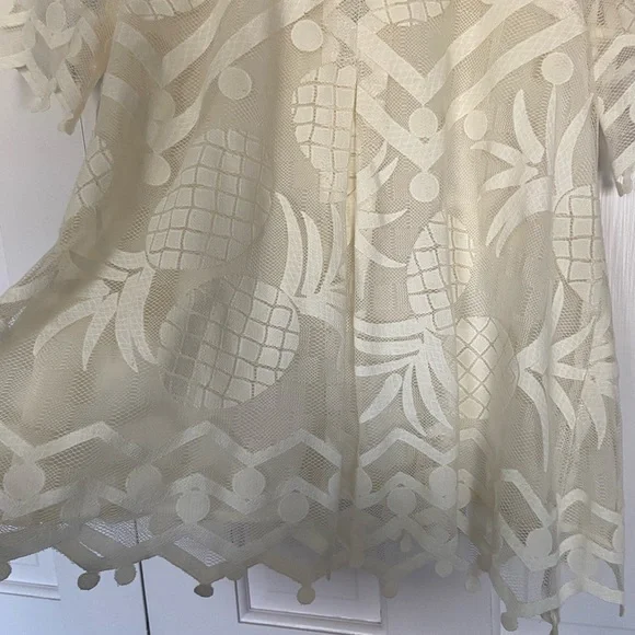 Anthropologie HD in Paris Ivory Lace Pineapple Top - Picture 5 of 12